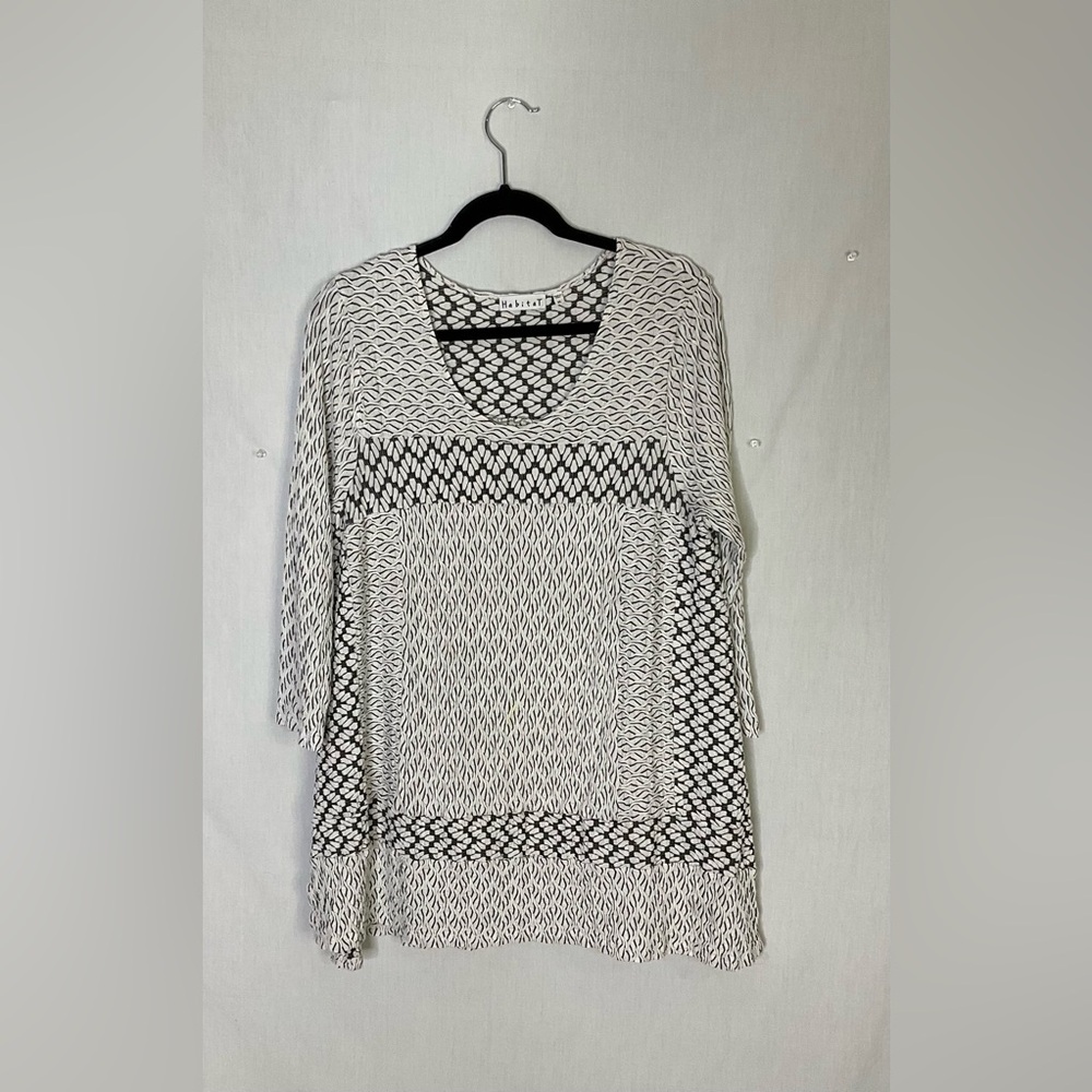 Habitat Black and White Patterned Tunic Top